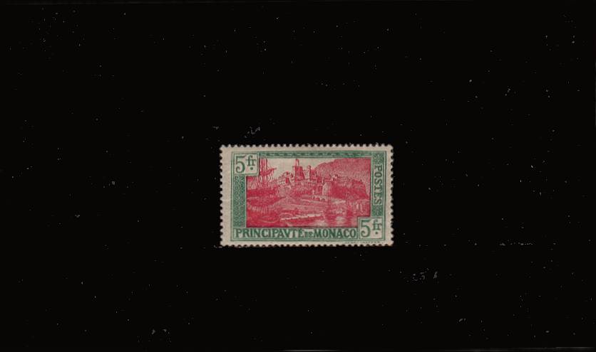 5F Rose and Green<br/>
A very lightly mounted mint single with a pulled perf at right. SG Cat 12