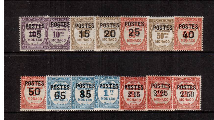 The surcharged set of fourteen very, very lightly mounted mint with most values being unmounted.<br/>SG Cat 110