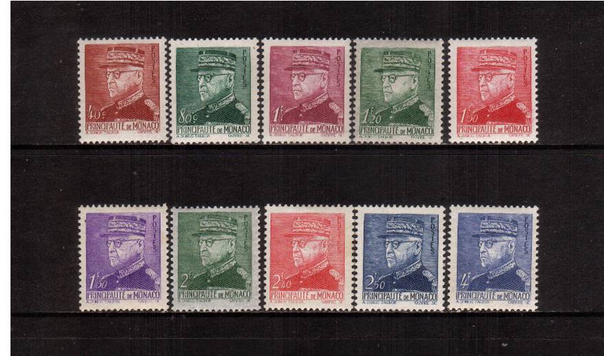 The Prince Louis II definitive set of ten superb unmounted mint.