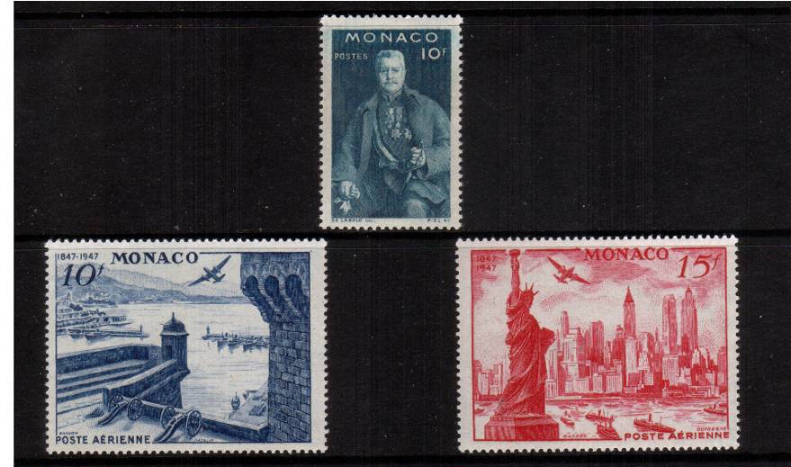 Centenary of International Philatelic Exhibition - New York<br/>
The three se-tenant singles. SG Cat 23.50