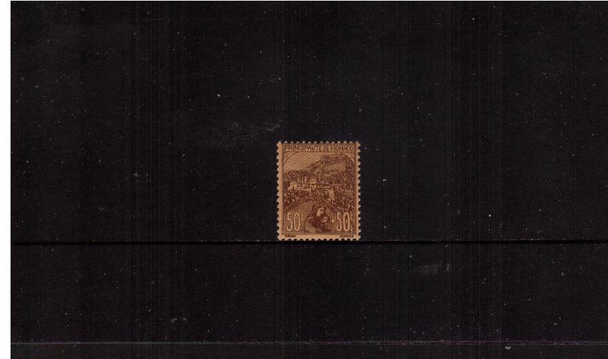 War Orphans Fund<br/>
The 50c + 50c Brown on Orange<br/>
A lightly mounted mint single. SG Cat 275