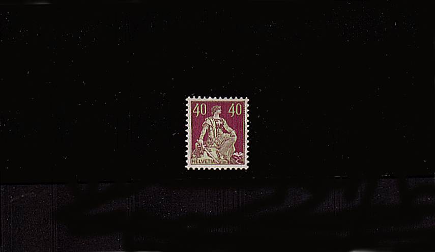 40c Yellow-Green and Deep Magenta<br/>
A stunning bright and fresh stamp with excellent centering and perforations<br/>with a feint trace of a hinge mark! Stunning!<br/>SG Cat 60