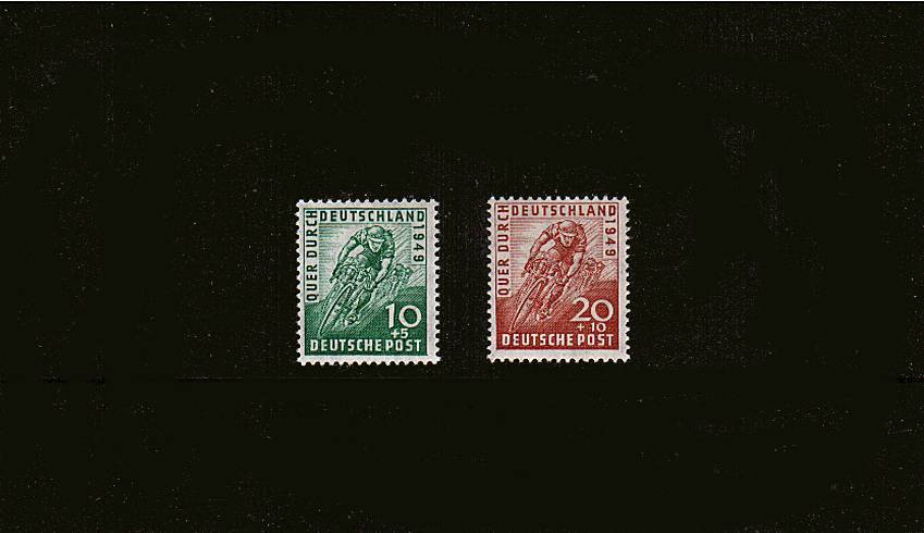 Trans-German Bicycle Race.<br/>
A lightly mounted mint set of two.<br/>
SG Cat 25.75