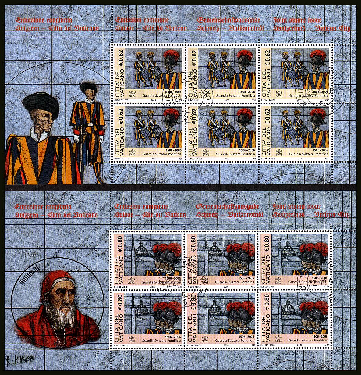 500th Anniversary of Swiss Papal Guard<br/>
The set of two in special sheetlets of six superb fine used.<br/>
SG Cat 36
