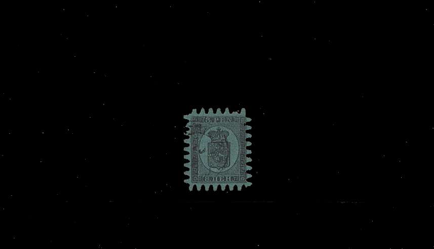 8p Black on Blue Green - Wove Paper<br/>
A good fine used single with half a missing perforation.<br/>SG Cat £300
<br/><b>QBQ</b>