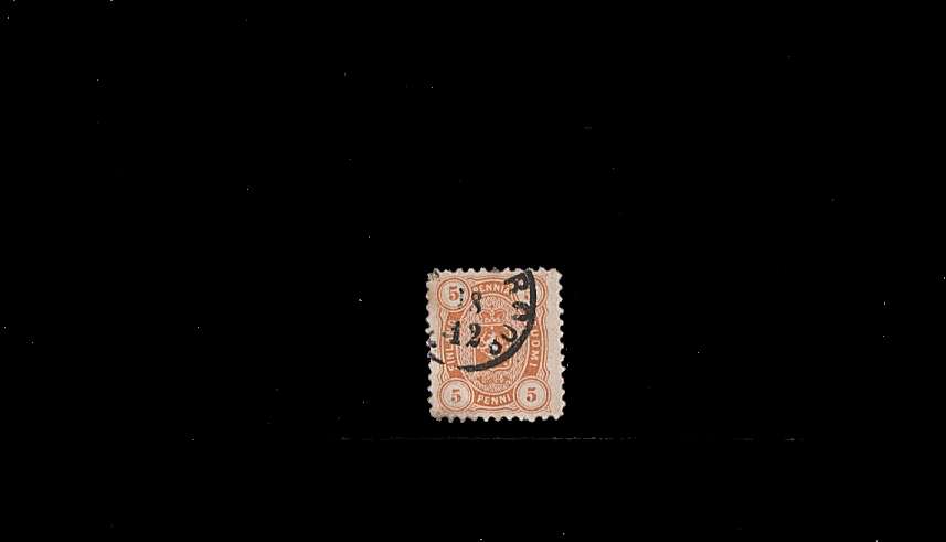 5p Orange  - Perforation 11<br/>
A good used spacefiller single<br/>
SG Cat 23
<br/><b>QBQ</b>