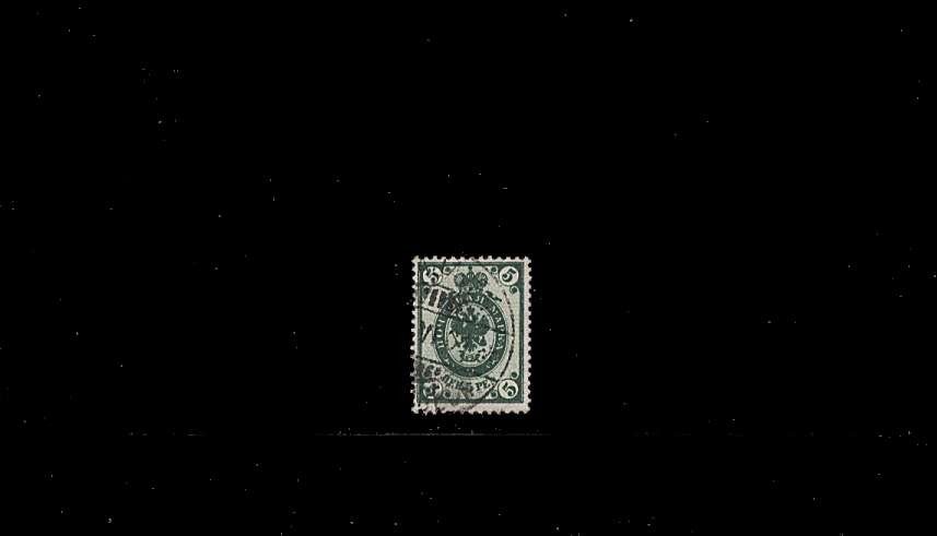 5p Deep Olive-Green - Russian Type<br/>
A superb fine used single with lovely rich colour and full perforations. Pretty!
<br/>SG Cat £50
<br/><b>QBQ</b>