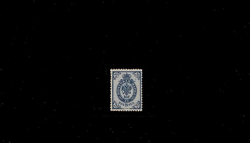 20p Blue - Russian Type - Perforation 14<br/>
A good lightly mounted mint single.<br/>
SG Cat £70