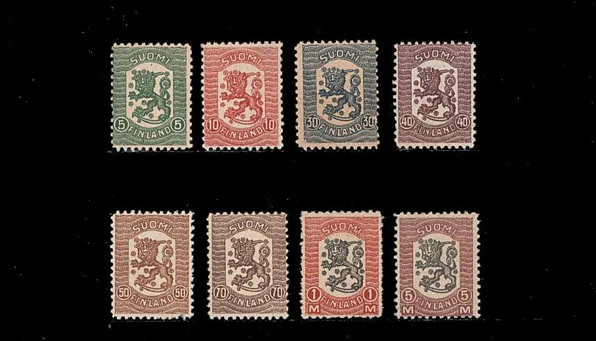 The  ''Lion'' definitive set.<br/>
A fine lightly mounted mint set of eight.<br/>SG Cat £55<br/><b>QBQ</b>