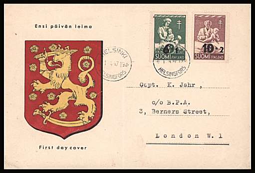 The surcharged set of two
<br/>on an illustrated  First Day Cover<br/><br/>


Note: The MICHEL catalogue prices a FDC at x3 times the used set price