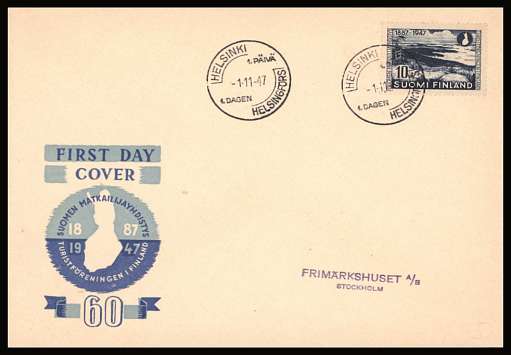 60th Anniversary of Tourist Society single
<br/>on an illustrated First Day Cover<br/><br/>


Note: The MICHEL catalogue prices a FDC at x6 times the used set price