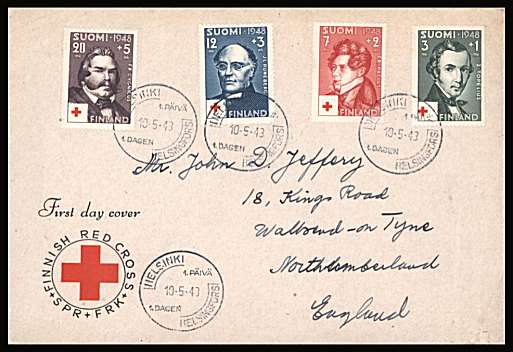 Red Cross Fund set of four
<br/>on an illustrated  First Day Cover<br/><br/>


Note: The MICHEL catalogue prices a FDC at x2.5 times the used set price