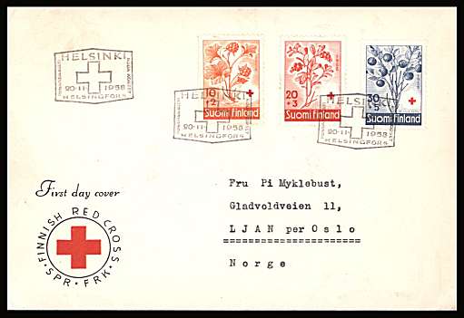 Red Cross Fund set of three
<br/>on an illustrated First Day Cover with special cancel<br/><br/>


Note: The MICHEL catalogue prices a FDC at x1.4 times the used set price
