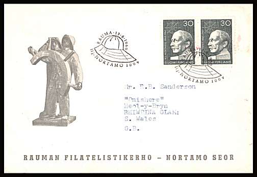 Birth Centenary of Nortamo pair
<br/>on an illustrated First Day Cover<br/><br/>


Note: The MICHEL catalogue prices a FDC at x5 times the used set price
