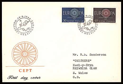 EUROPA set of two
<br/>on an illustrated First Day Cover with special cancel<br/><br/>


Note: The MICHEL catalogue prices a FDC at x3 times the used set price
