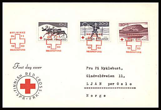 Red Cross Fund set of three
<br/>on an illustrated First Day Cover with special cancel<br/><br/>


Note: The MICHEL catalogue prices a FDC at x1.5 times the used set price
