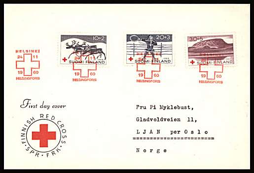 Red Cross Fund set of three
<br/>on an illustrated First Day Cover with special cancel<br/><br/>


Note: The MICHEL catalogue prices a FDC at x1.5 times the used set price
