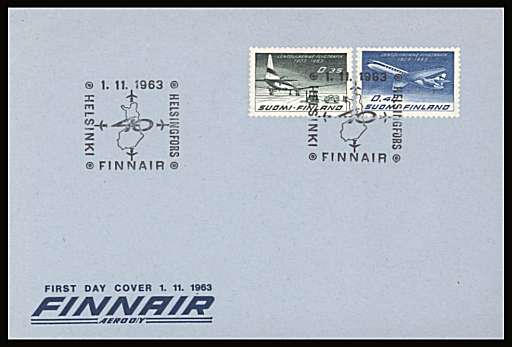 Finnish Cilil Aviation set of two
<br/>on an unaddressed illustrated First Day Cover with special cancel<br/><br/>


Note: The MICHEL catalogue prices a FDC at x3 times the used set price