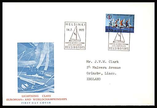Lightening Class Sailing Championships single 
<br/>on an illustrated First Day Cover with special cancel<br/><br/>


Note: The MICHEL catalogue prices a FDC at x5 times the used set price