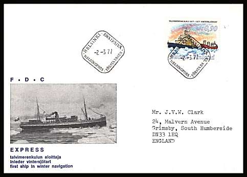 Centenary of Winter Navigation between Finland and Sweden Ship single
<br/>on an illustrated First Day Cover with special cancel<br/><br/>


Note: The MICHEL catalogue prices a FDC at x9 times the used set price