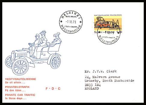 The Private Car single
<br/>on an illustrated First Day Cover with special cancel<br/><br/>


Note: The MICHEL catalogue prices a FDC at x9 times the used set price