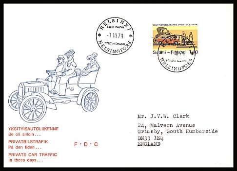 The Private Car single
<br/>on an illustrated First Day Cover with special cancel<br/><br/>


Note: The MICHEL catalogue prices a FDC at x9 times the used set price