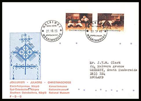 Christmas set of two
<br/>on an illustrated First Day Cover with special cancel<br/><br/>


Note: The MICHEL catalogue prices a FDC at x4.5 times the used set price