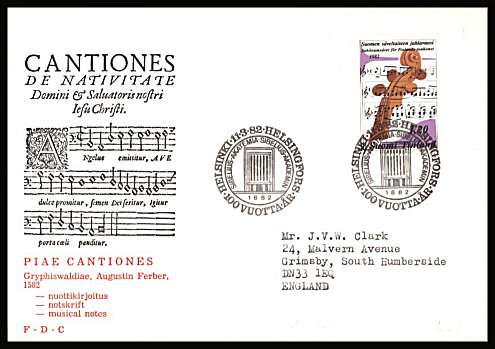 Music Jubilee single
<br/>on an illustrated First Day Cover with special cancel<br/><br/>


Note: The MICHEL catalogue prices a FDC at x7 times the used set price