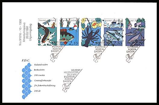 Centenary of Central Fishery Organization booklet pane of five
<br/>on an unaddressed illustrated First Day Cover with special cancel<br/><br/>


Note: The MICHEL catalogue prices a FDC at x2 times the used set price