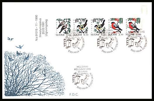 Birds - 1st Series - Booklet pane of five
<br/>on an unaddressed illustrated First Day Cover with special cancel<br/><br/>


Note: The MICHEL catalogue prices a FDC at x2 times the used set price