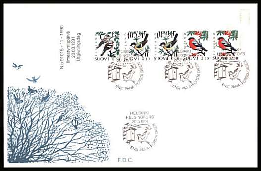 Birds - 1st Series - Booklet pane of five
<br/>on an unaddressed illustrated First Day Cover with special cancel<br/><br/>


Note: The MICHEL catalogue prices a FDC at x2 times the used set price