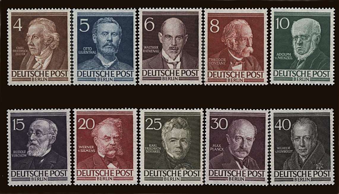 Famous Berliners<br/>
A superb unmounted mint set of ten.<br/>SG Cat £170 <br/><b>QAL</b>