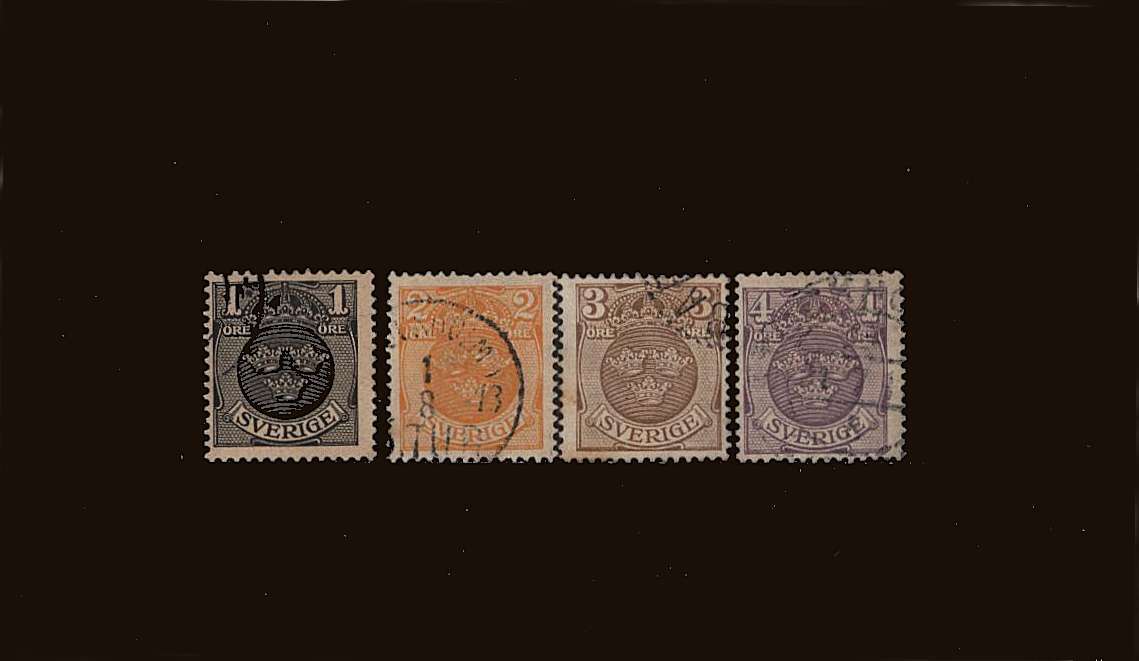 The Three Crowns set of four<br/>
with watermark wavy lines fine used