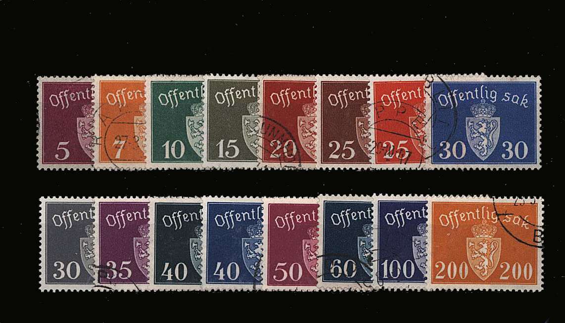 Officials set of sixteen<br/>
superb fine used<br/>
SG Cat £20