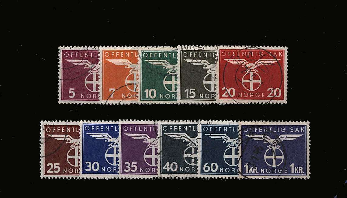 Officials set of eleven<br/>
superb fine used<br/>
SG Cat £150