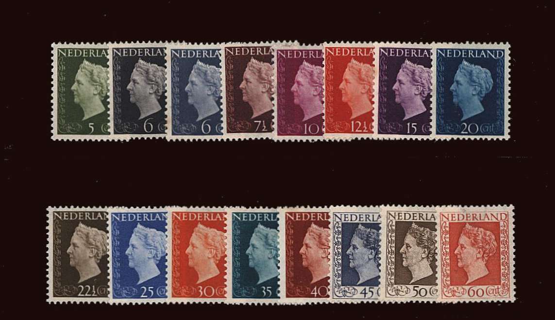 Queen Wilhelmina<br/>
Complete set of sixteen good mounted mint.<br/>
SG Cat £225
