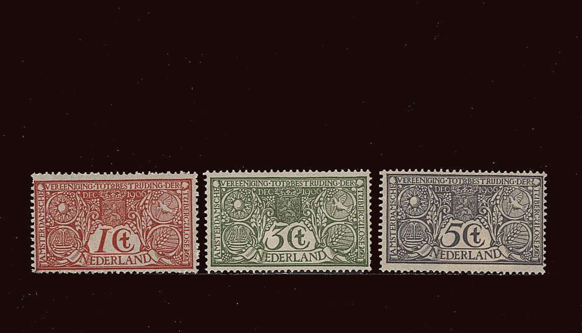 Society for Prevention of Tuberculosis.<br/>
A mounted mint set of three<br/>SG Cat £130