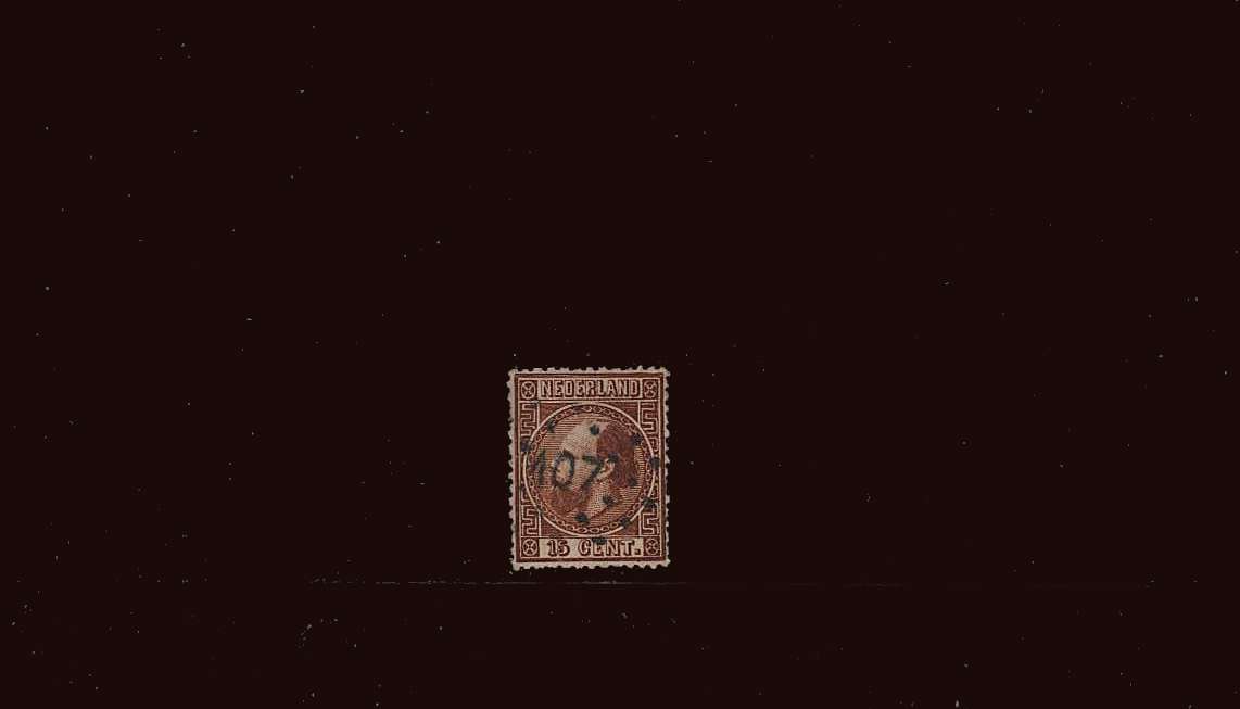 15c Chestnut - Die I- Perforation 13-13½<br/>A good used single,<br/>SG Cat £50