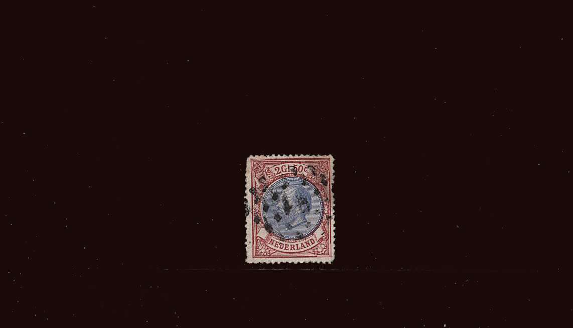 2g 50 Ultramarine and Rose<br/>
A fine used stamp with some trimmed perforations top left.<br/>
SG Cat £180