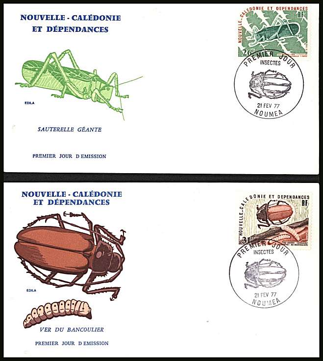 Insects set of two  on two illustrated First Day Covers.<br/>
Note no premium has been applied because its a FDC - Item is priced on the used value only.