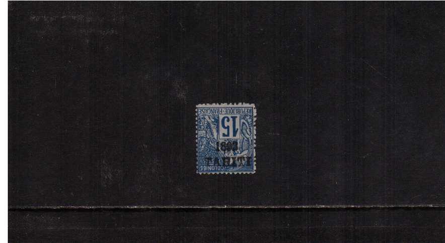 15c Blue a very fresh stamp unused stamp with no gum showing the INVERTED overprint variety. SG Cat �0. A rare stamp!