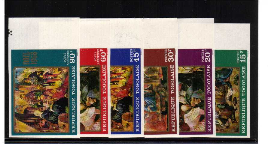 Christmas paintings set of six IMPERFORATE superb unmounted mint