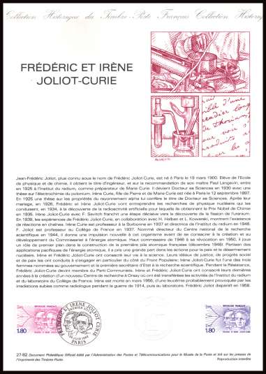 Frederic and Irene Joliot-Curie
<br/><b>Document number:  27-82 </b>