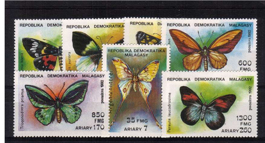 Butterflies set of seven superb unmounted mint. <br/>SG Cat 6.00