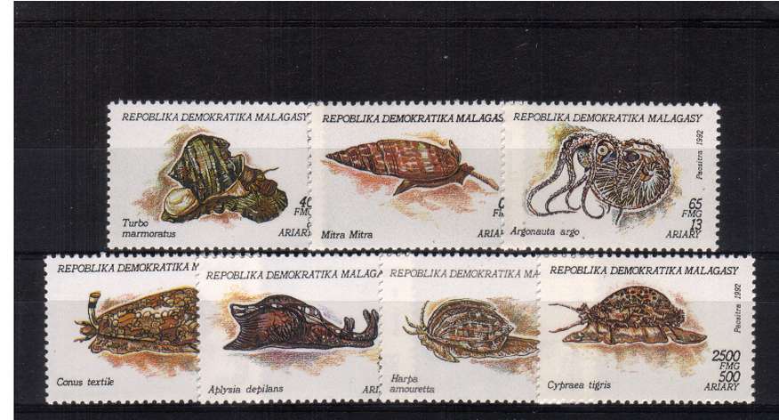 Molluscs - Sea life set of seven superb unmounted mint. <br/>SG Cat 5.90