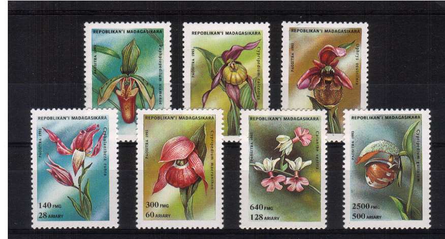 Orchids set of seven superb unmounted mint. <br/>SG Cat 4.65