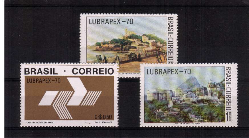 3rd Brazilian朠ortuguese Stamp Exhibition 揕ubrapex 70� set of three superb unmounted mint. SG Cat �.00