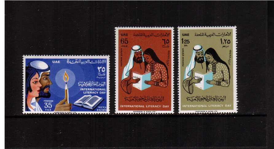 International Literacy Day set of three superb unmounted mint