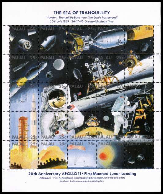 20th Anniversary of First Manned Landing on the Moon sheetlet of twentyfive superb unmounted mint.