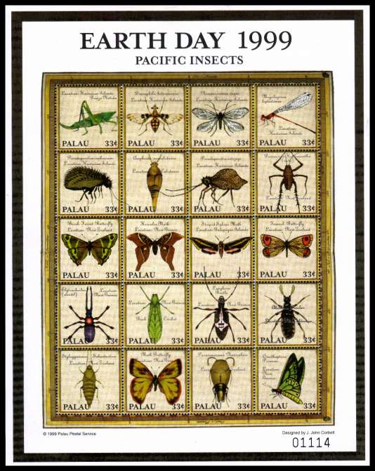 Earth Day - Pacific Insects sheetlet of twenty superb unmounted mint